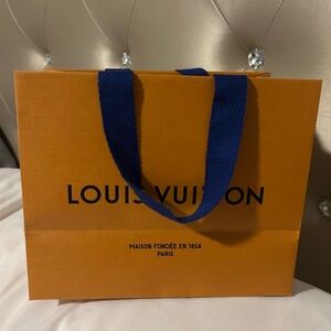 Louis Vuitton Orange Bag with Blue Handles